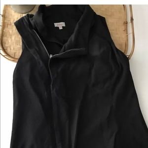 Pixley  Zip Black Asymmetrical  Sleeveless Jacket